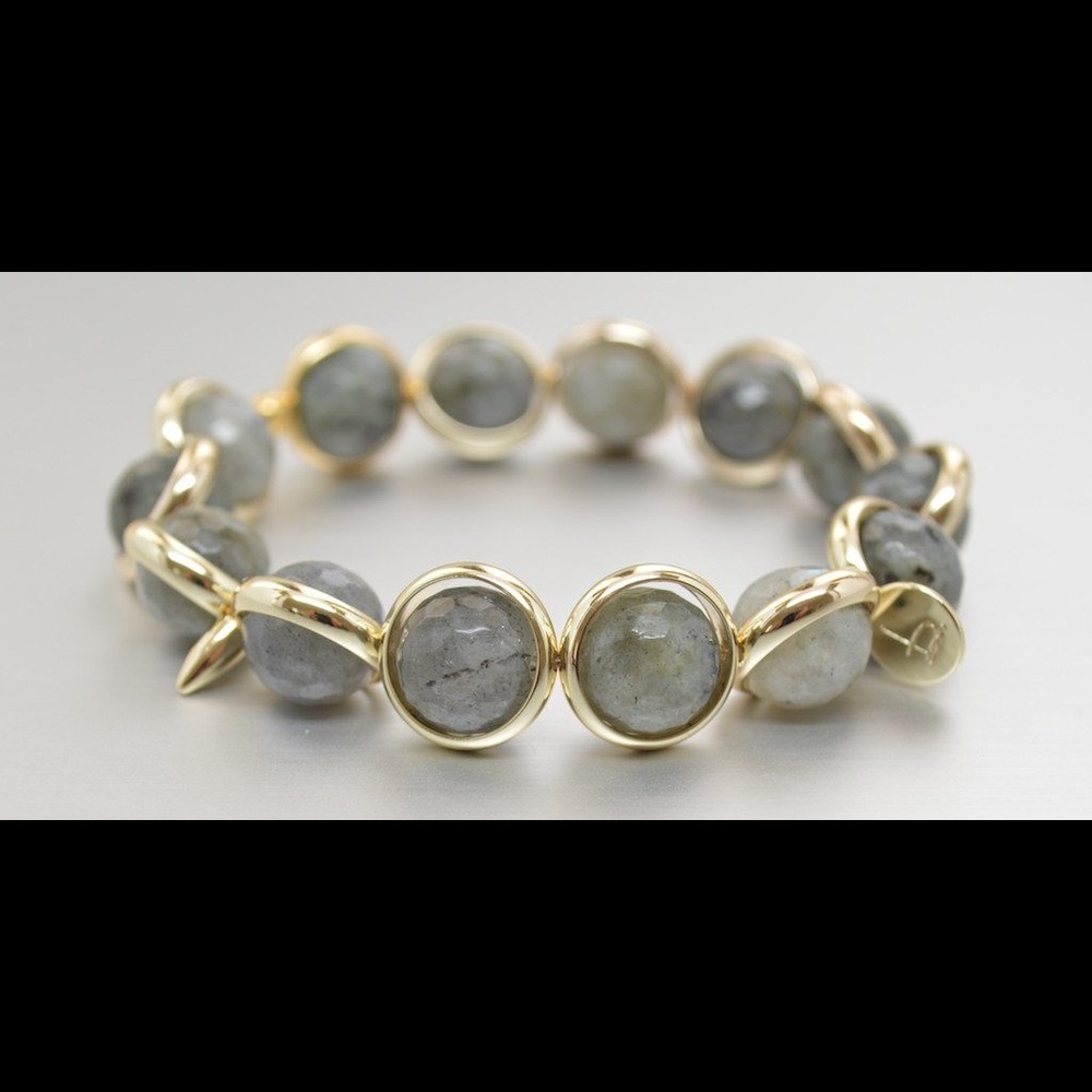 BRETT LAUREN LABRADORITE BEAD BRACELET GOLD